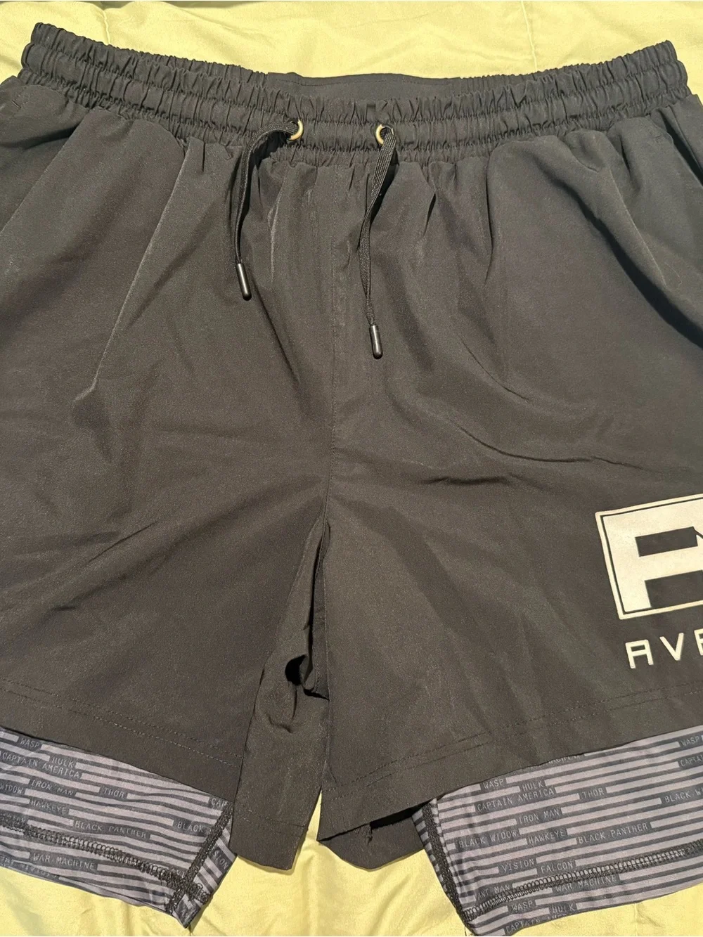 Disney’s Marvel Black Athletic Layered Shorts with Striped Inner Liner
